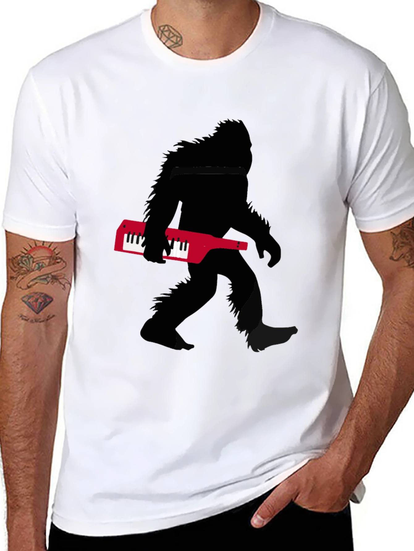 Camiseta Negra Sasquatch Teclado Músico
