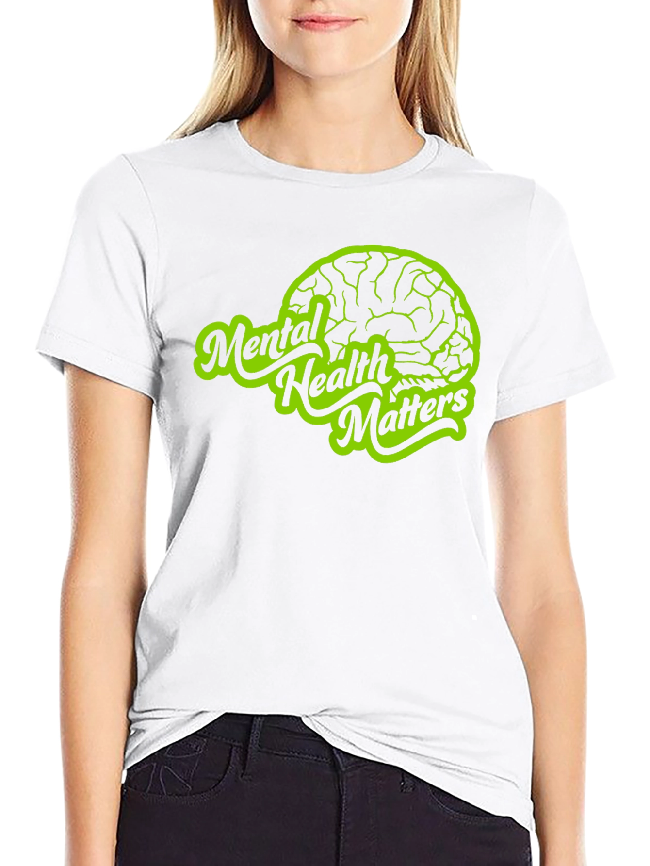Camiseta Negra Salud Mental Importa con Diseño Cerebro
