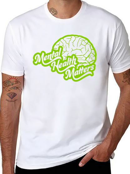 Camiseta Negra Salud Mental Importa con Diseño Cerebro
