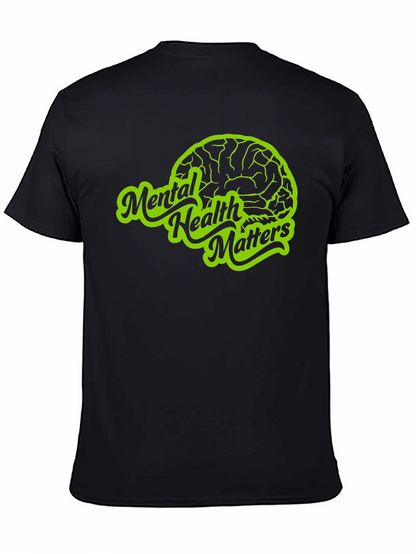 Camiseta Negra Salud Mental Importa con Diseño Cerebro
