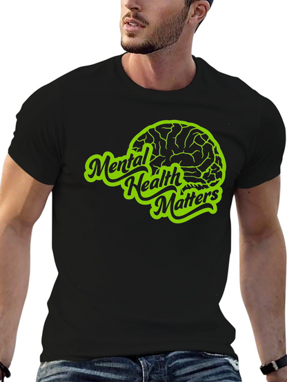 Camiseta Negra Salud Mental Importa con Diseño Cerebro