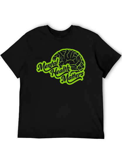 Camiseta Negra Salud Mental Importa con Diseño Cerebro