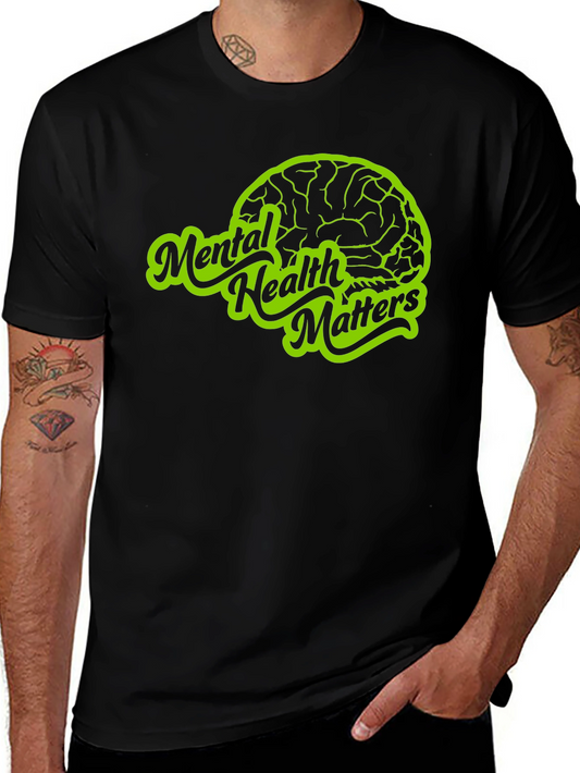 Camiseta Negra Salud Mental Importa con Diseño Cerebro