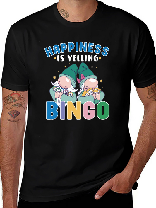 Camiseta Negra: Felicidad es Gritar ¡Bingo!