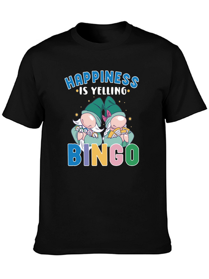 Camiseta Negra: Felicidad es Gritar ¡Bingo!