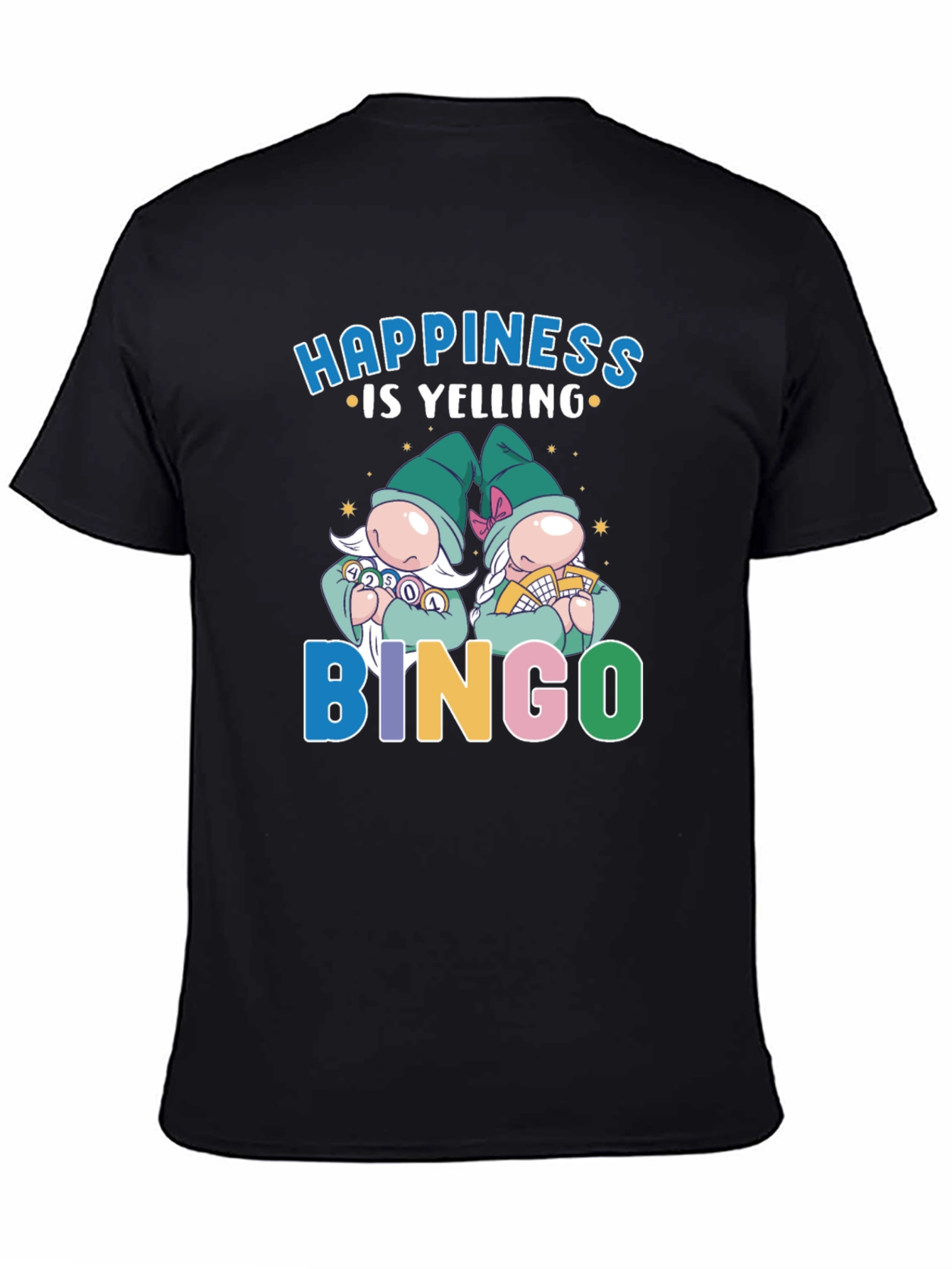 Camiseta Negra: Felicidad es Gritar ¡Bingo!
