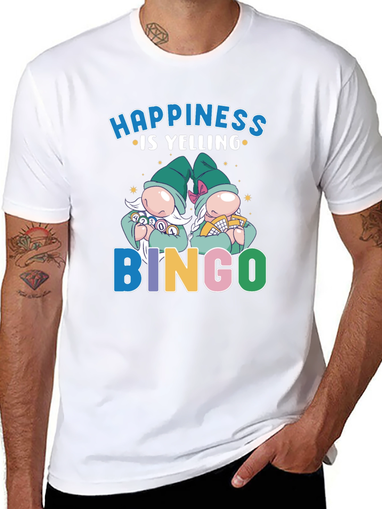Camiseta Negra: Felicidad es Gritar ¡Bingo!