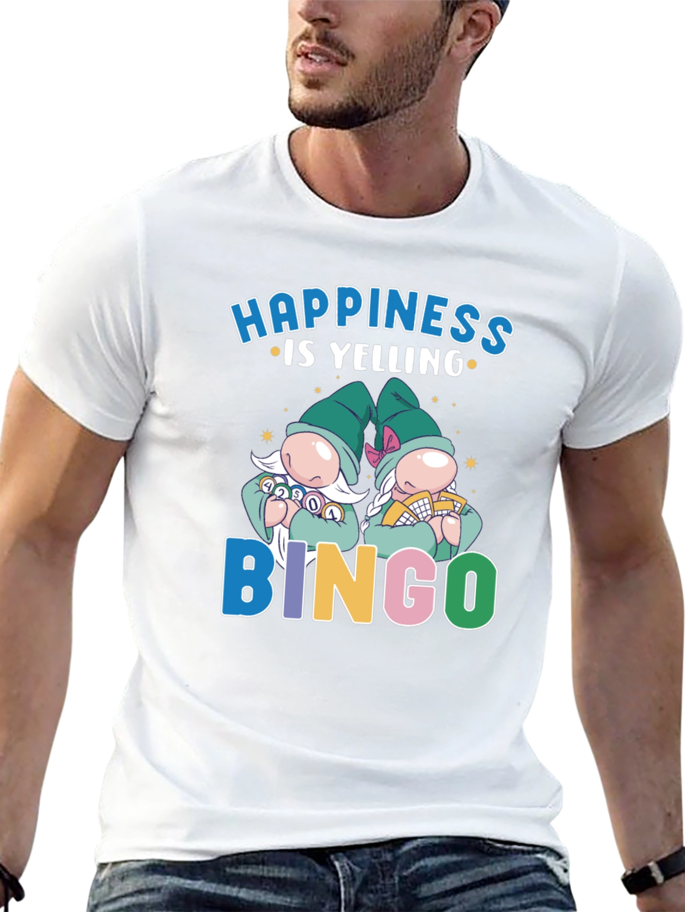 Camiseta Negra: Felicidad es Gritar ¡Bingo!