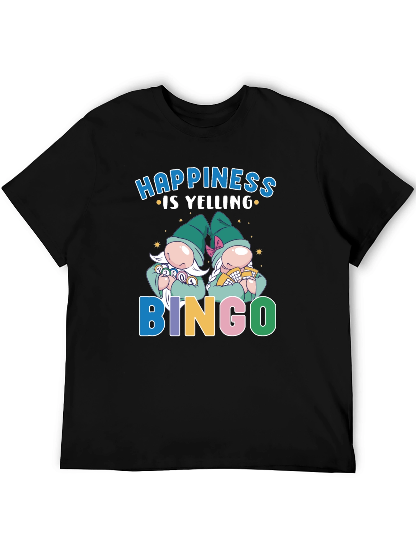 Camiseta Negra: Felicidad es Gritar ¡Bingo!