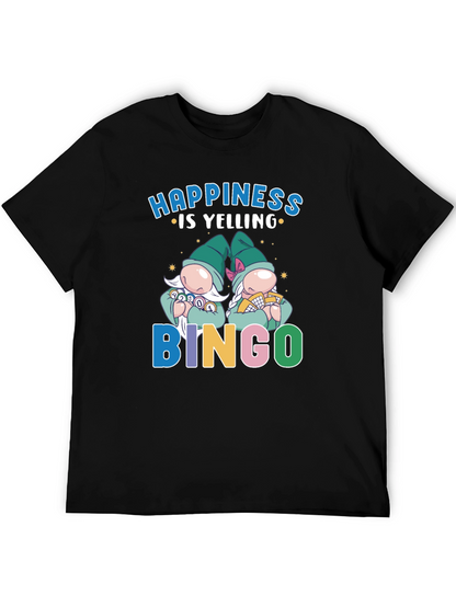 Camiseta Negra: Felicidad es Gritar ¡Bingo!