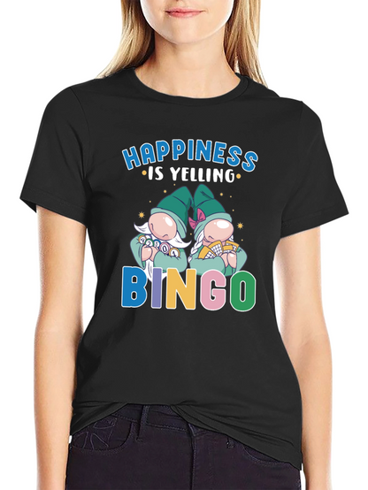 Camiseta Negra: Felicidad es Gritar ¡Bingo!