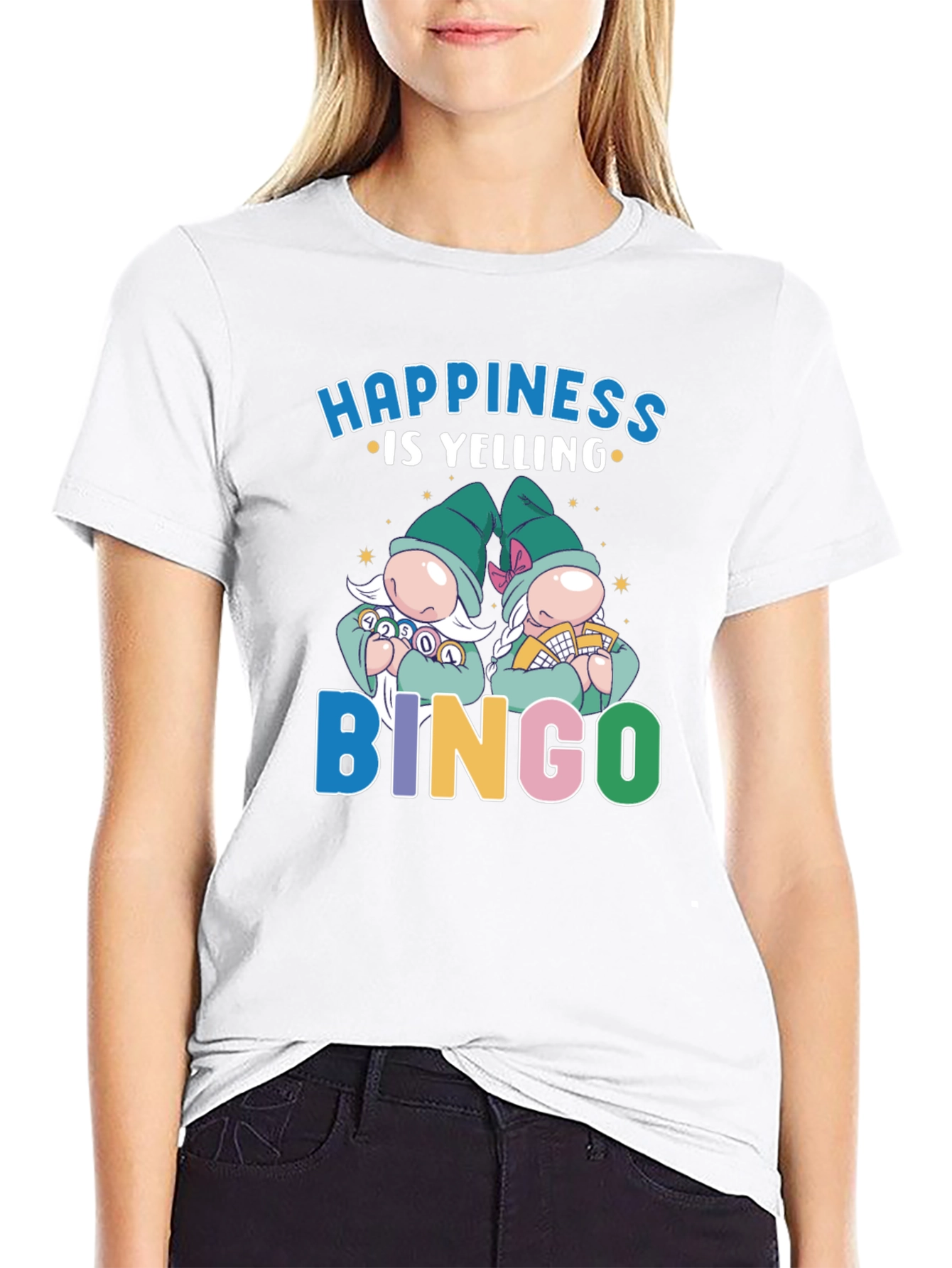Camiseta Negra: Felicidad es Gritar ¡Bingo!