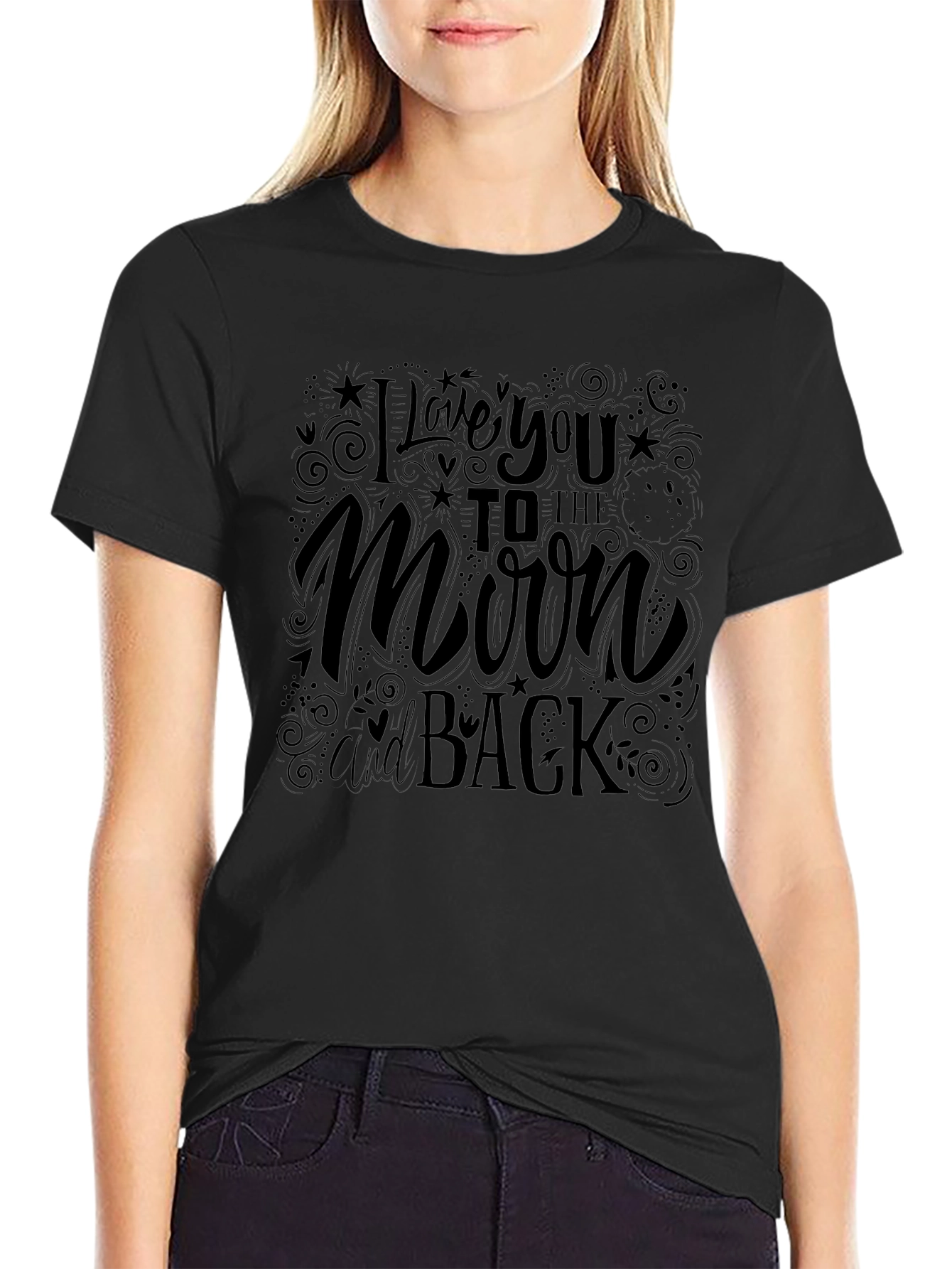 Camiseta Negra: Te Amo Hasta La Luna