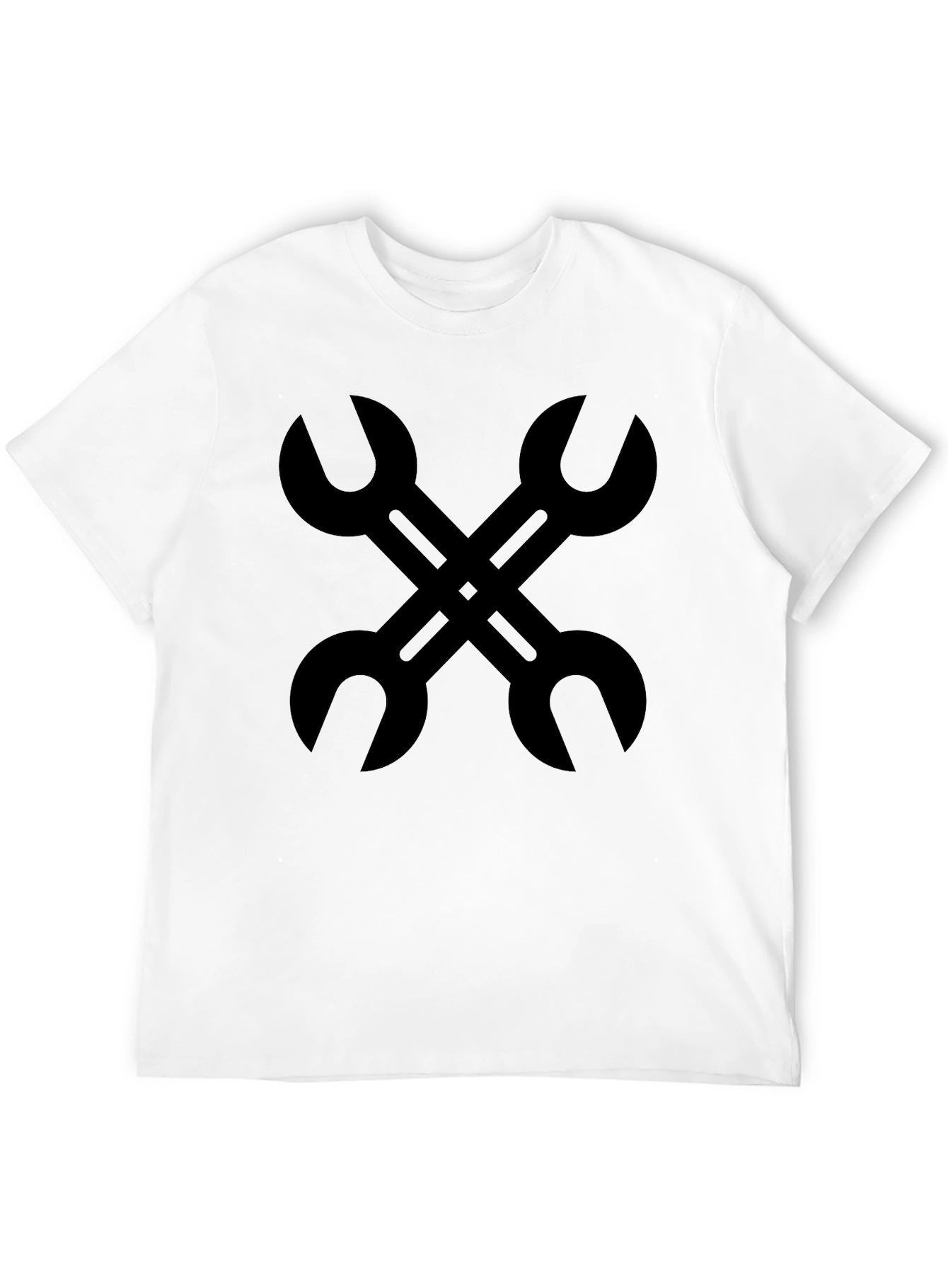 Camiseta Negra con Diseño de Llaves Inglesas Cruzadas