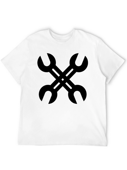 Camiseta Negra con Diseño de Llaves Inglesas Cruzadas