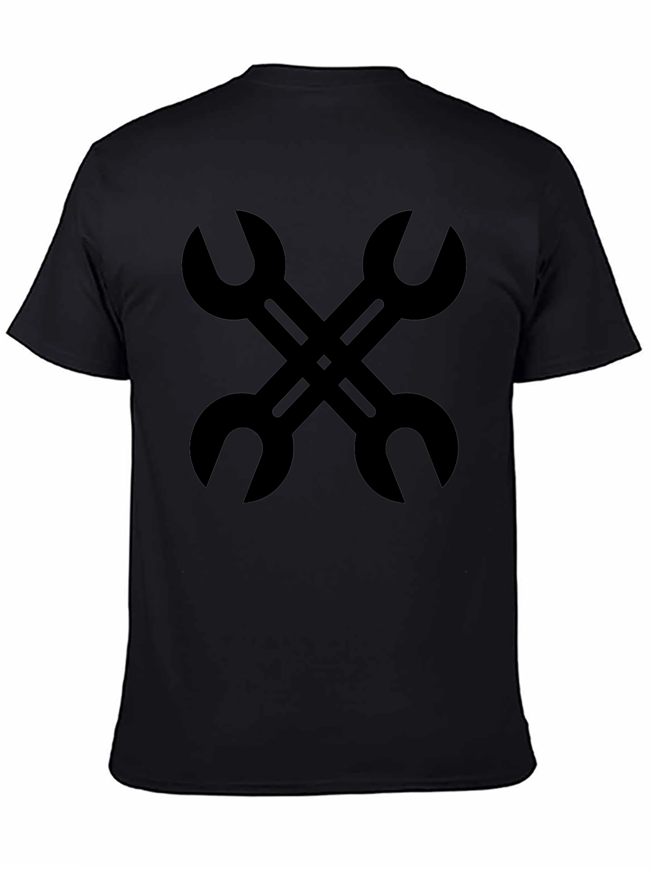 Camiseta Negra con Diseño de Llaves Inglesas Cruzadas