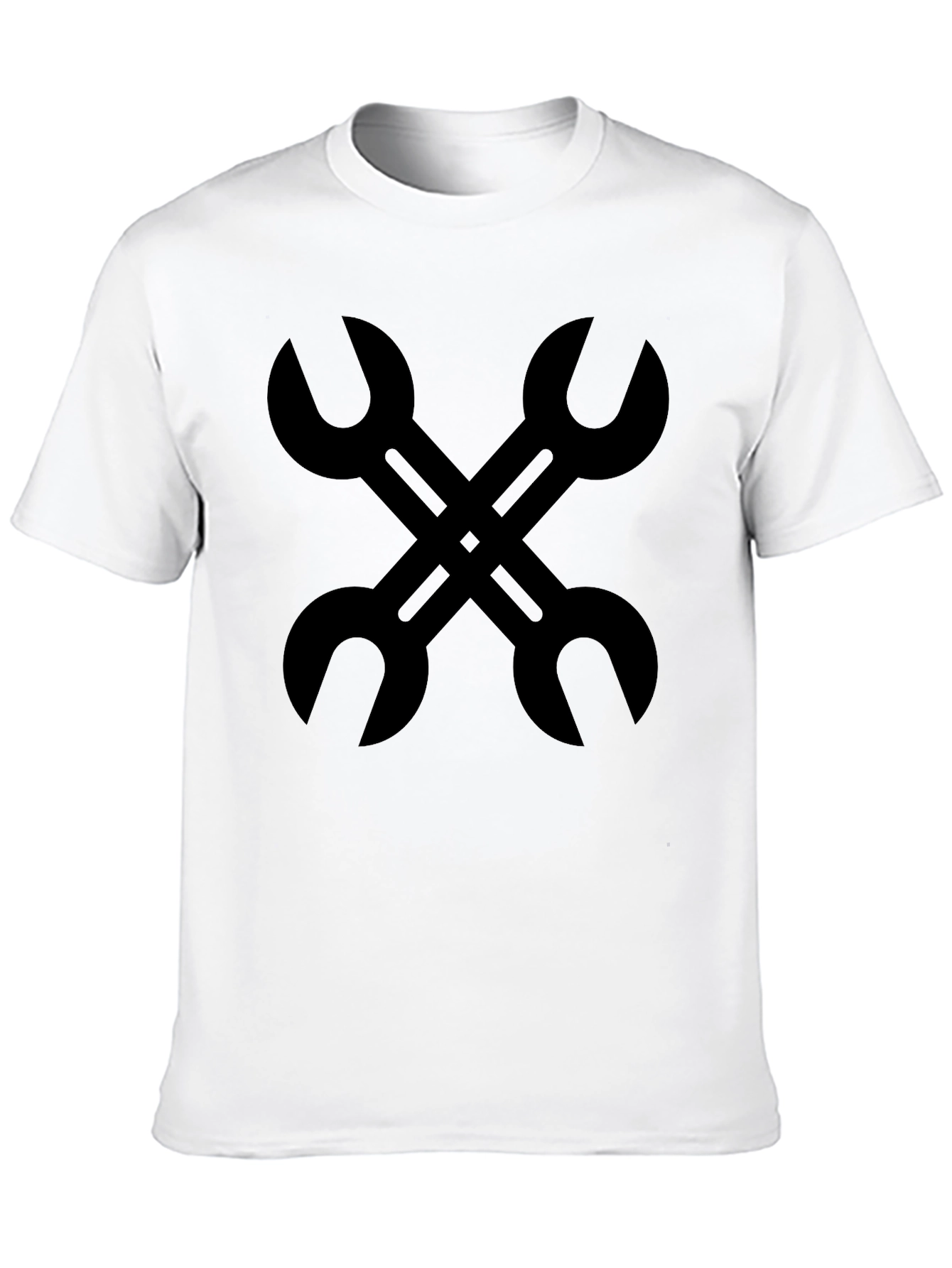 Camiseta Negra con Diseño de Llaves Inglesas Cruzadas