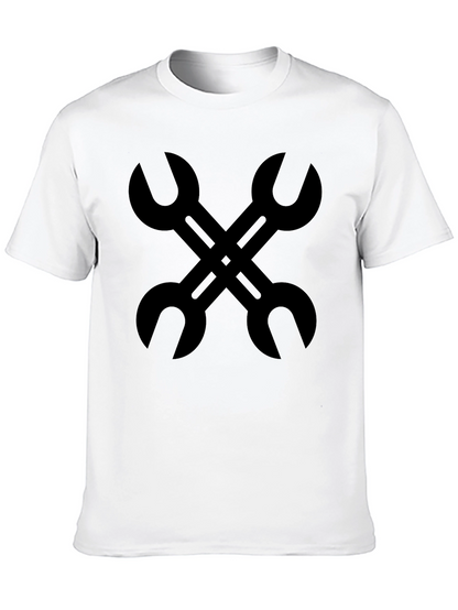 Camiseta Negra con Diseño de Llaves Inglesas Cruzadas