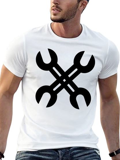 Camiseta Negra con Diseño de Llaves Inglesas Cruzadas