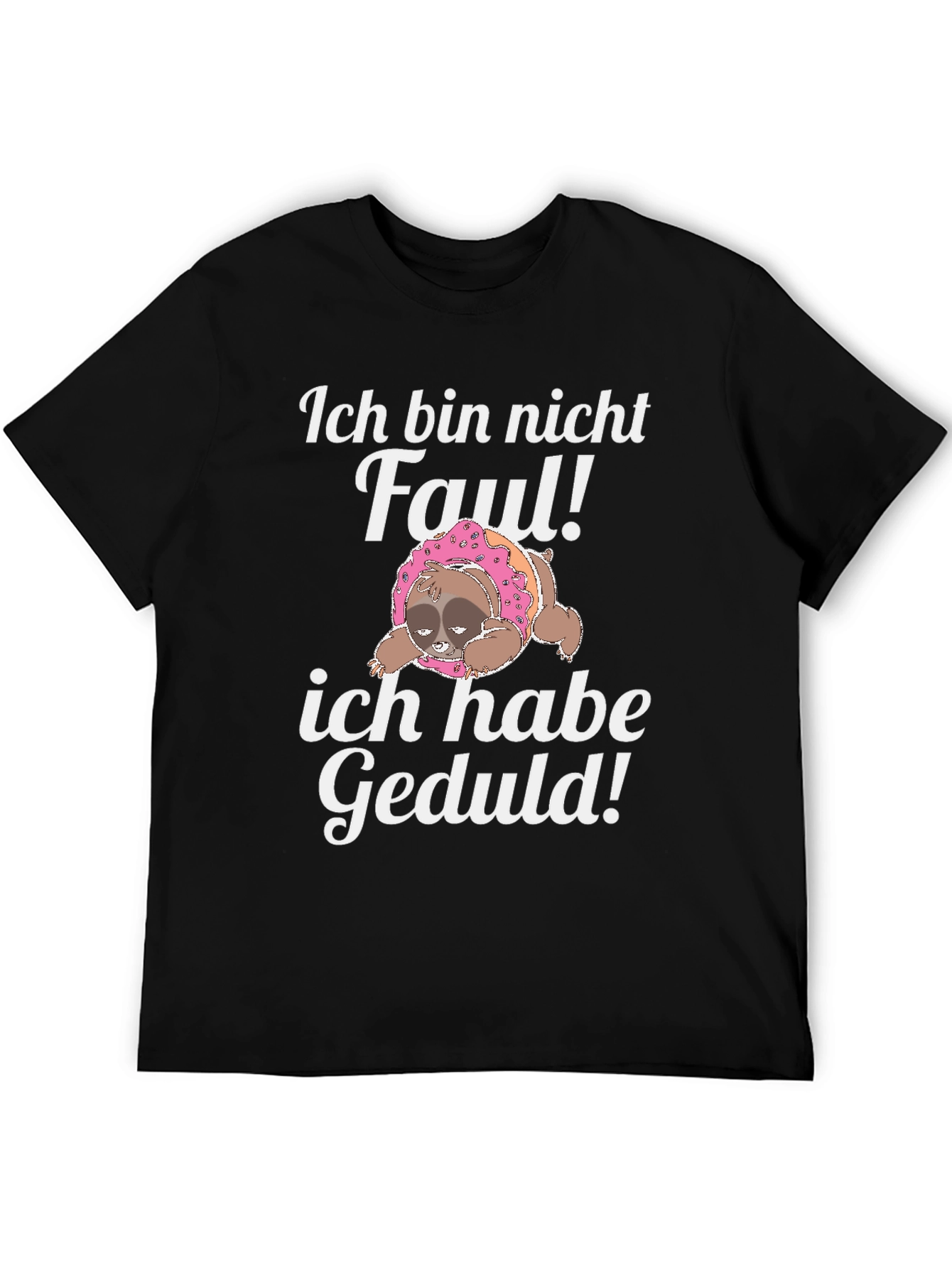 Camiseta Negra con Diseño de Perezoso Divertido