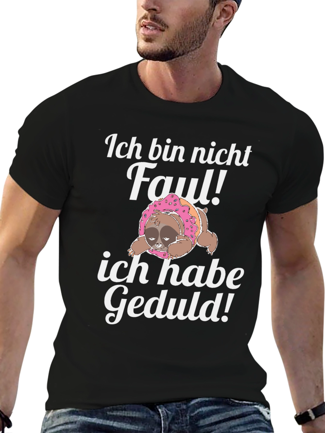 Camiseta Negra con Diseño de Perezoso Divertido