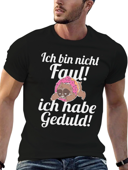 Camiseta Negra con Diseño de Perezoso Divertido
