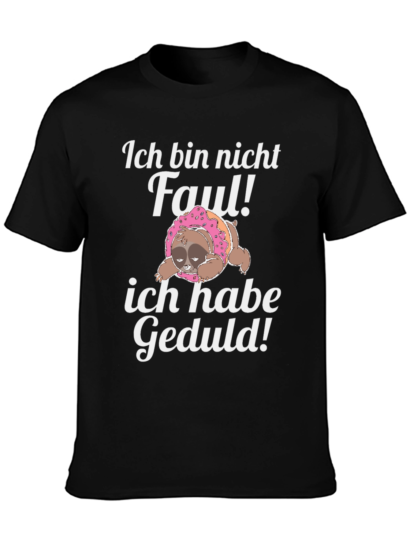 Camiseta Negra con Diseño de Perezoso Divertido