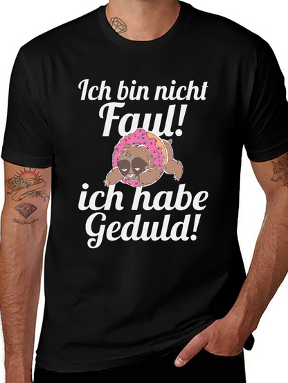 Camiseta Negra con Diseño de Perezoso Divertido