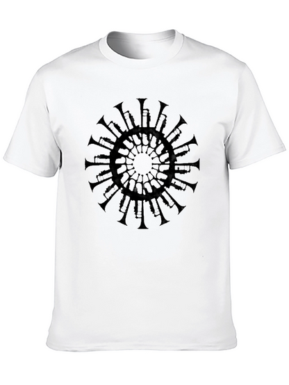 Camiseta Negra Mandala Trompetas Hombre