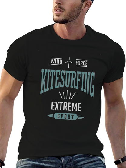 Camiseta Negra Kitesurfing: Viento y Fuerza