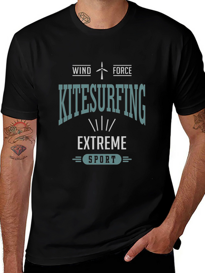Camiseta Negra Kitesurfing: Viento y Fuerza