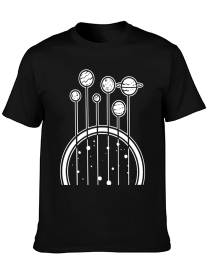 Camiseta Negra con Diseño de Planetas