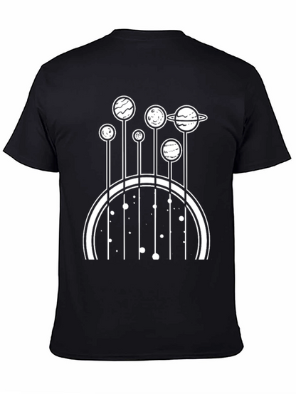 Camiseta Negra con Diseño de Planetas