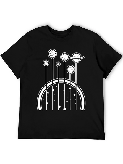 Camiseta Negra con Diseño de Planetas