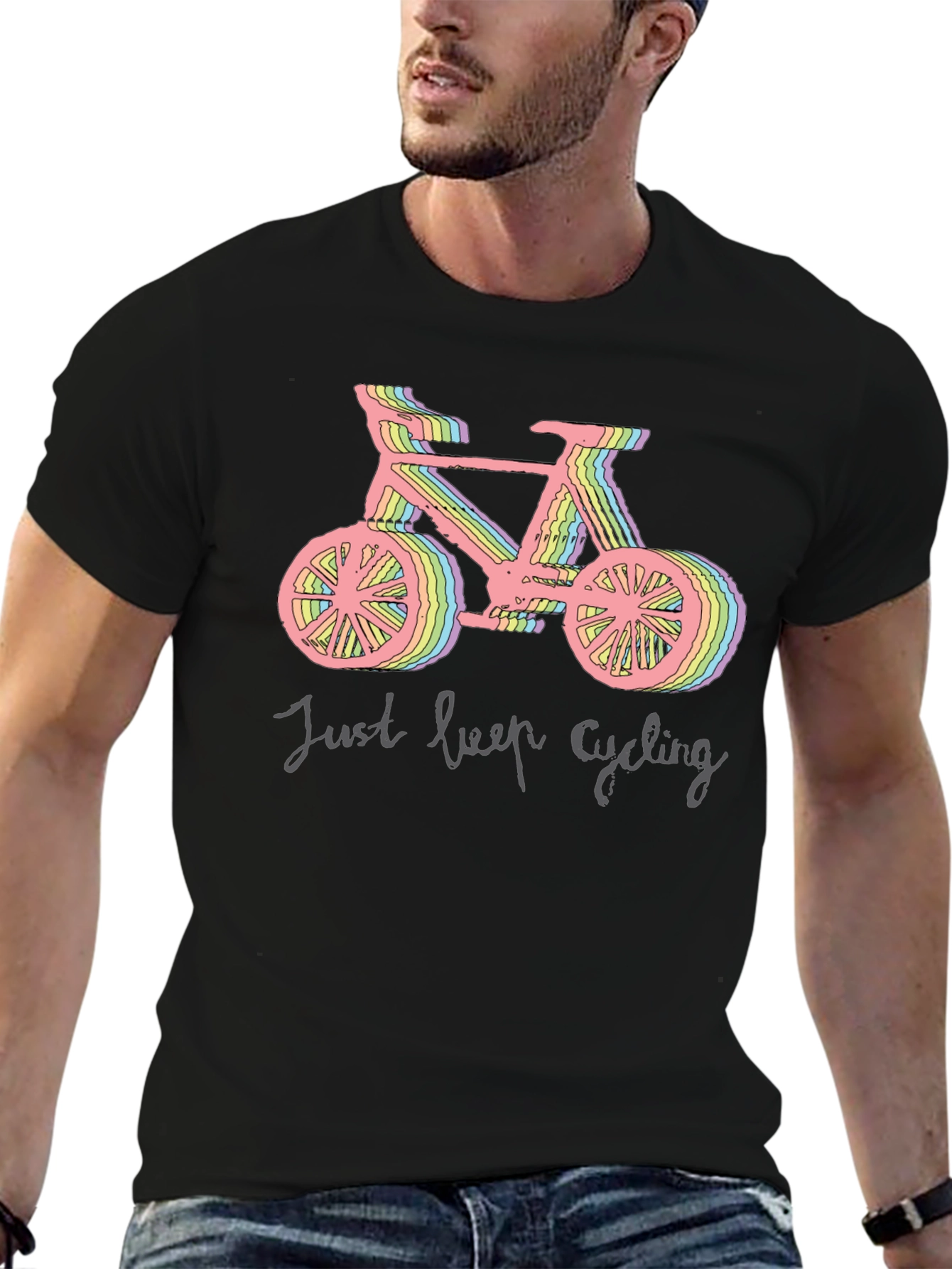 Camiseta Negra Ciclismo Just Keep Cycling