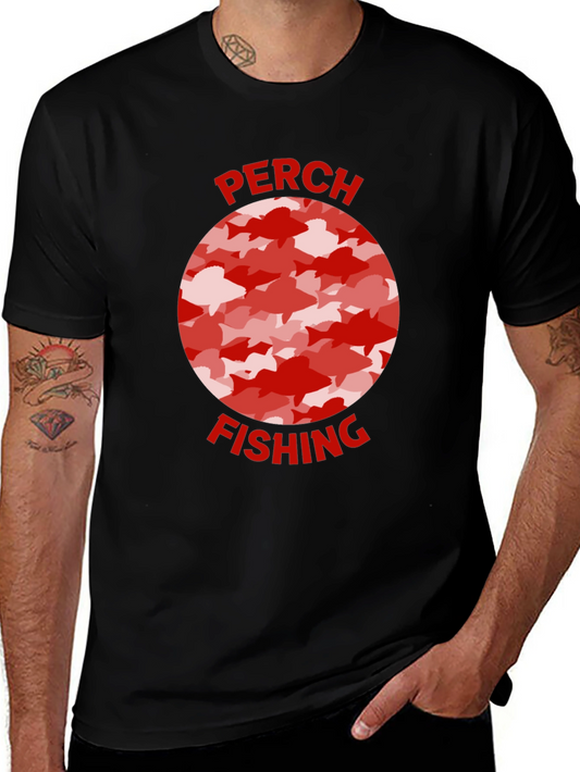 Camiseta Negra Pesca Perca Diseño Peces