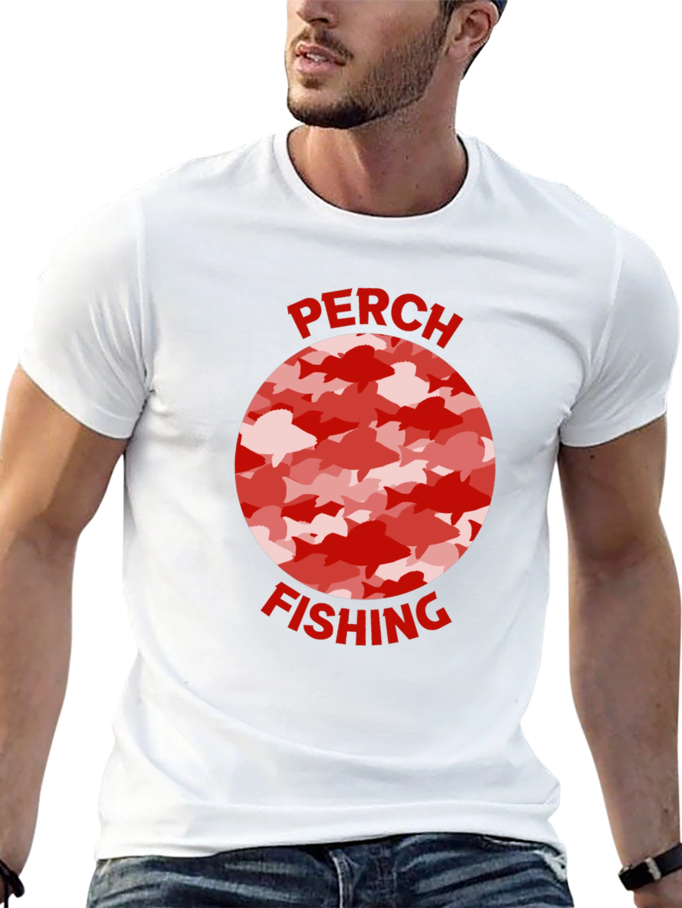 Camiseta Negra Pesca Perca Diseño Peces