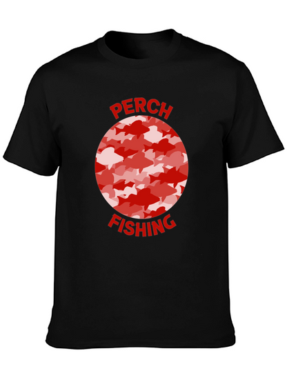 Camiseta Negra Pesca Perca Diseño Peces