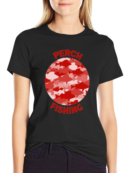 Camiseta Negra Pesca Perca Diseño Peces
