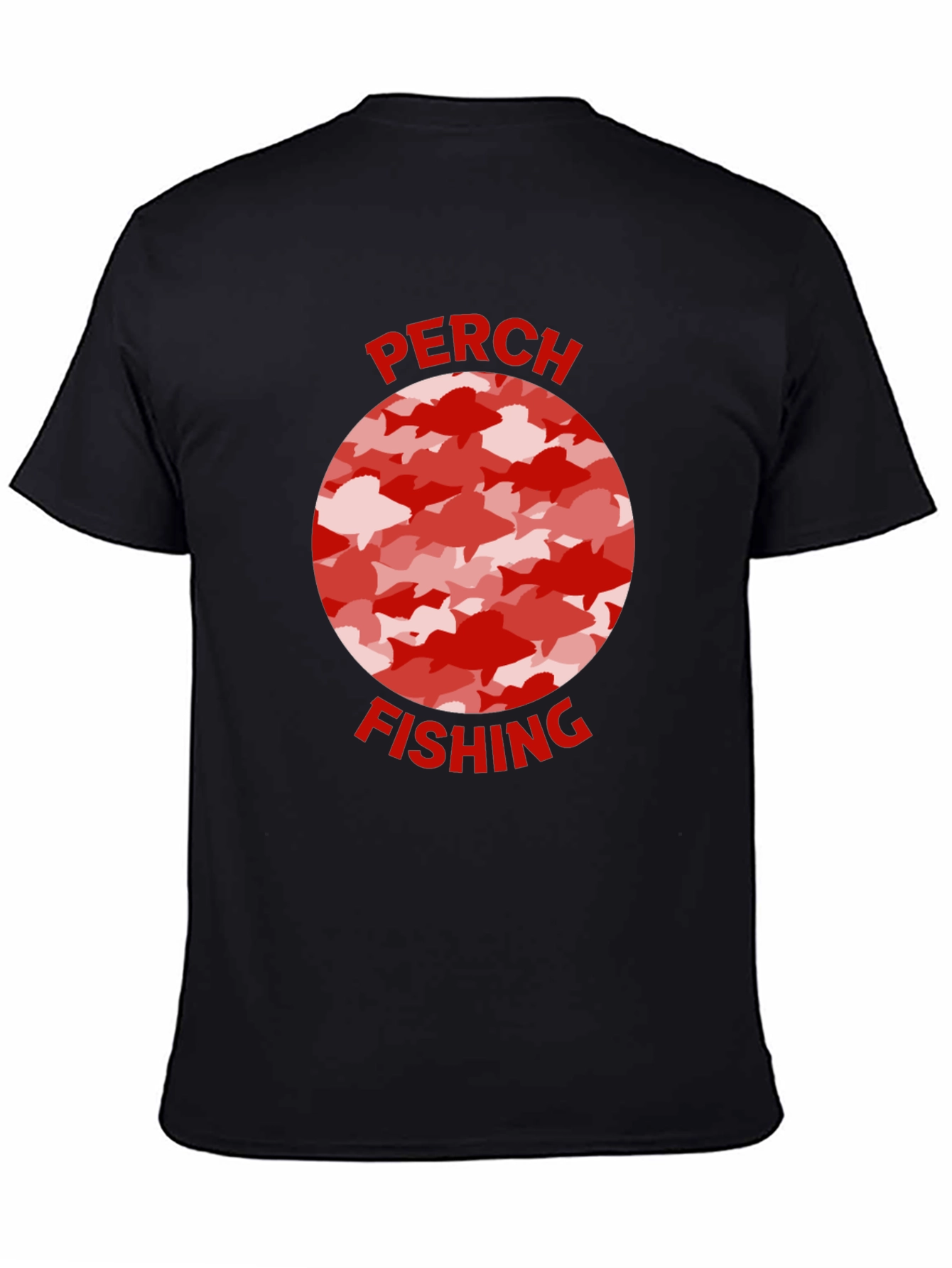 Camiseta Negra Pesca Perca Diseño Peces