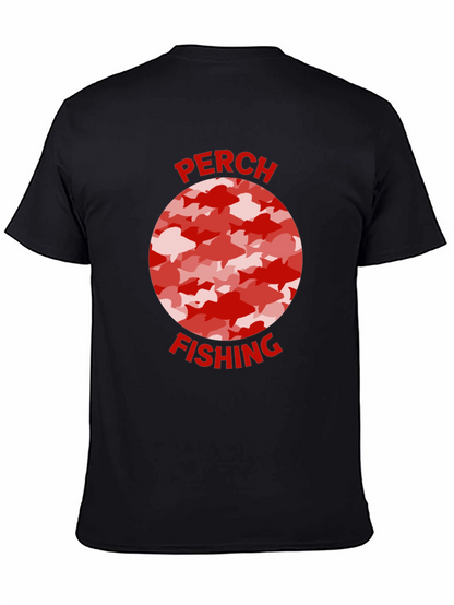 Camiseta Negra Pesca Perca Diseño Peces