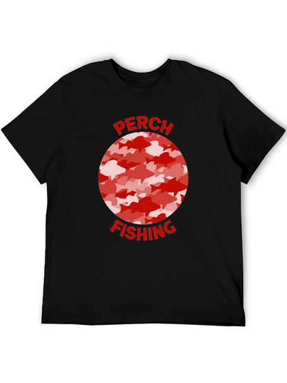 Camiseta Negra Pesca Perca Diseño Peces