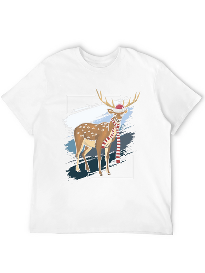 Camiseta Negra con Diseño de Reno Navideño