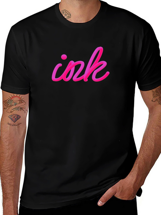 Camiseta Negra Ink Rosa Vibrante