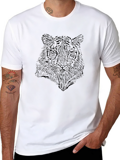 Camiseta Negra con Diseño de Tigre Abstracto