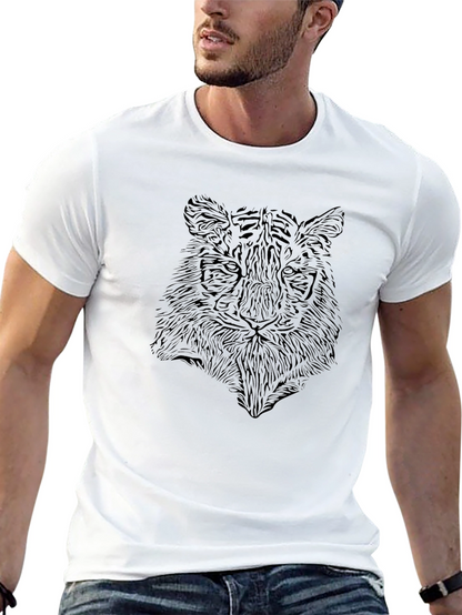 Camiseta Negra con Diseño de Tigre Abstracto