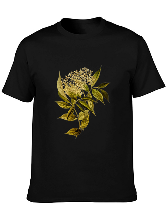 Camiseta Negra Hombre Diseño Floral Vintage