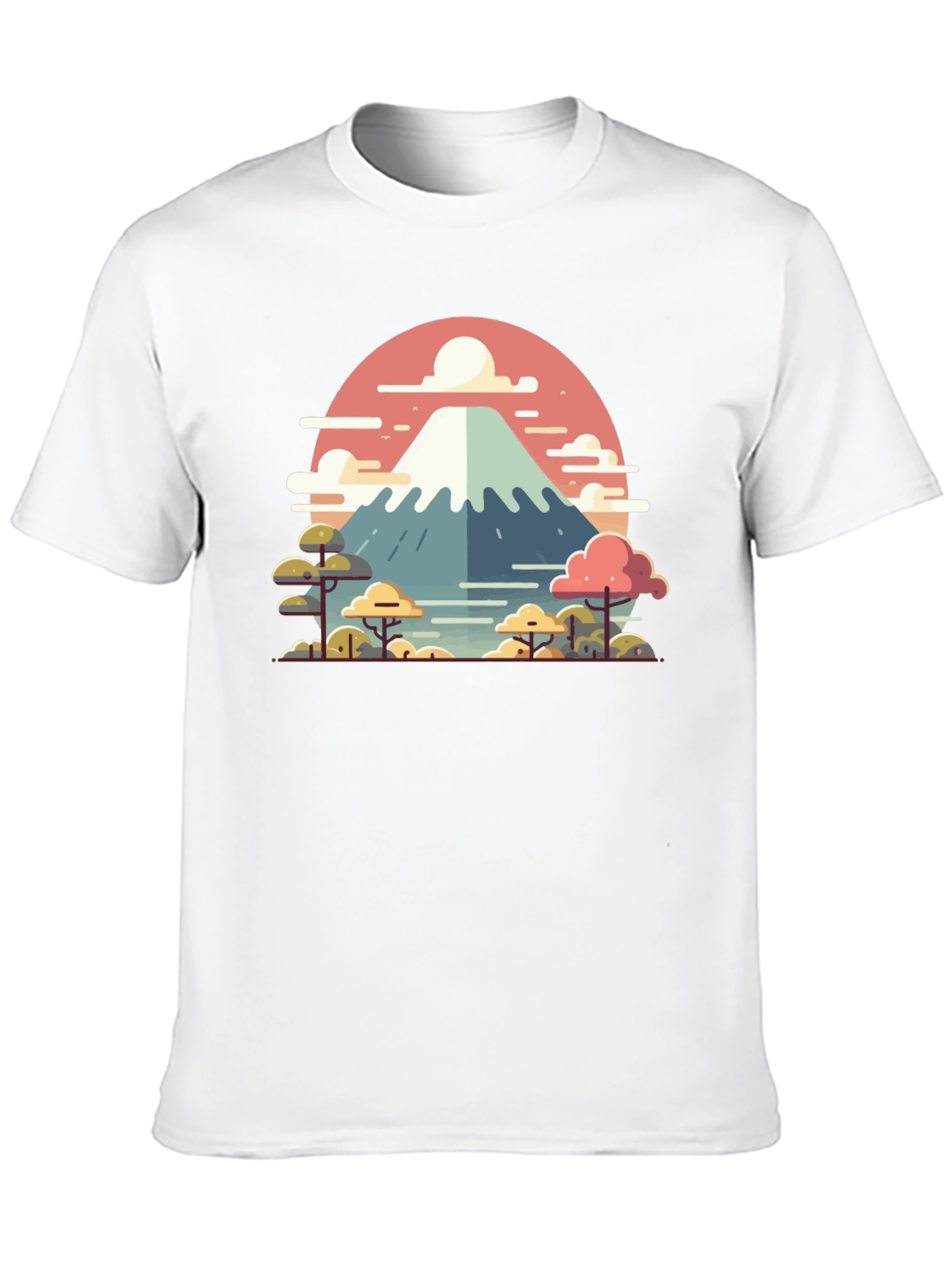 Camiseta Negra con Diseño del Monte Fuji Estilizado