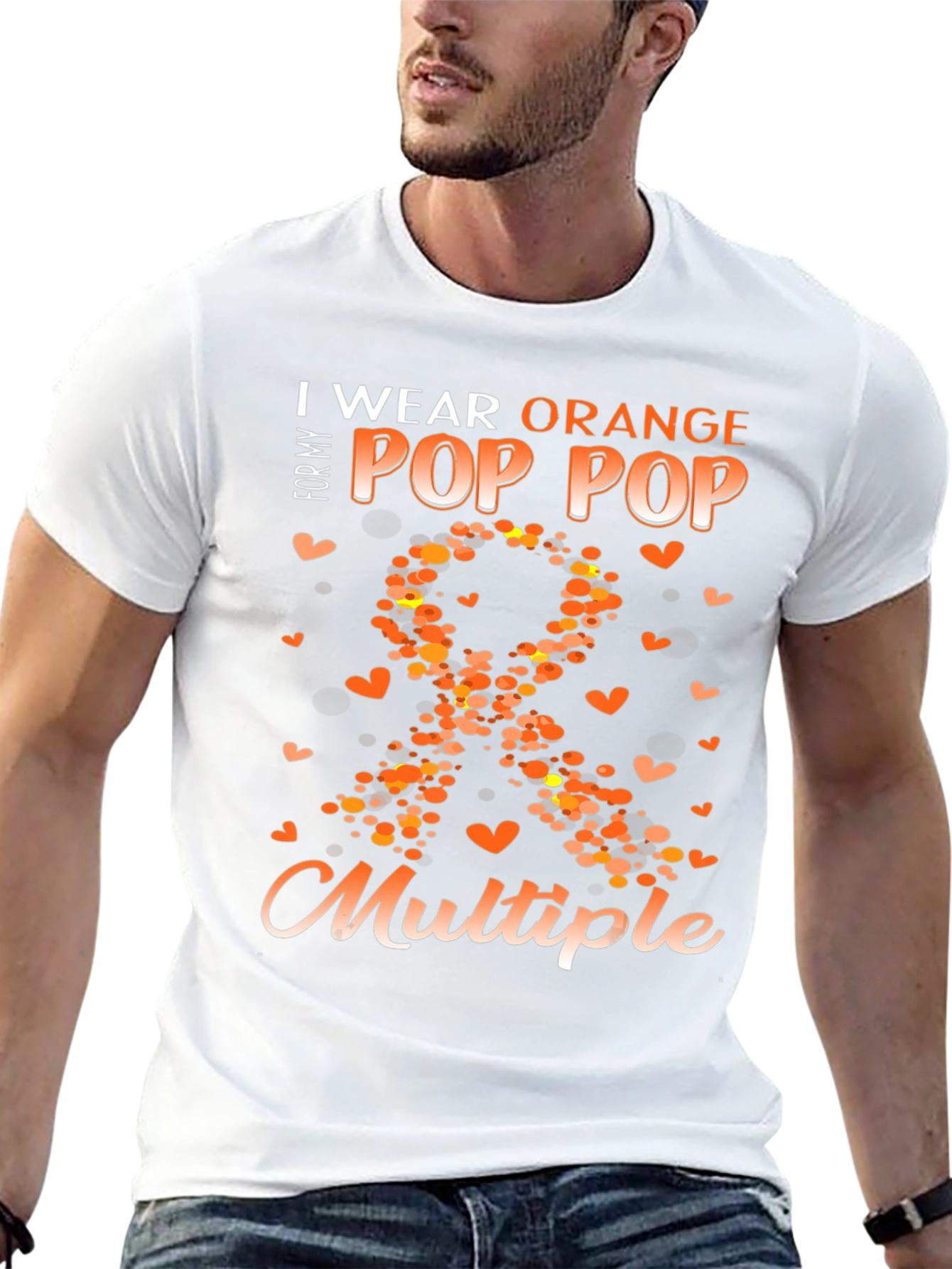 Camiseta Naranja Concienciación Esclerosis Múltiple Para Mi Abuelo