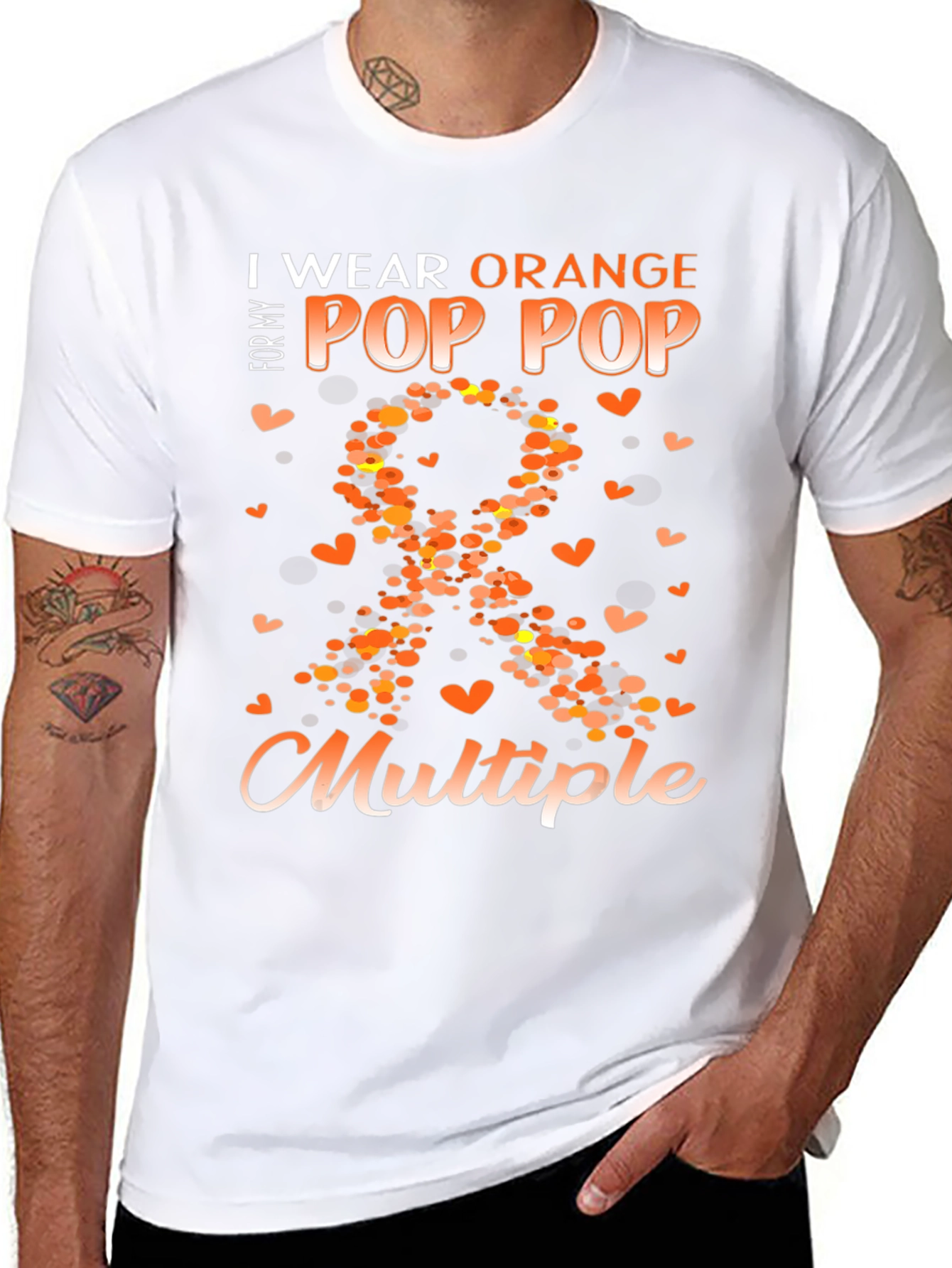Camiseta Naranja Concienciación Esclerosis Múltiple Para Mi Abuelo